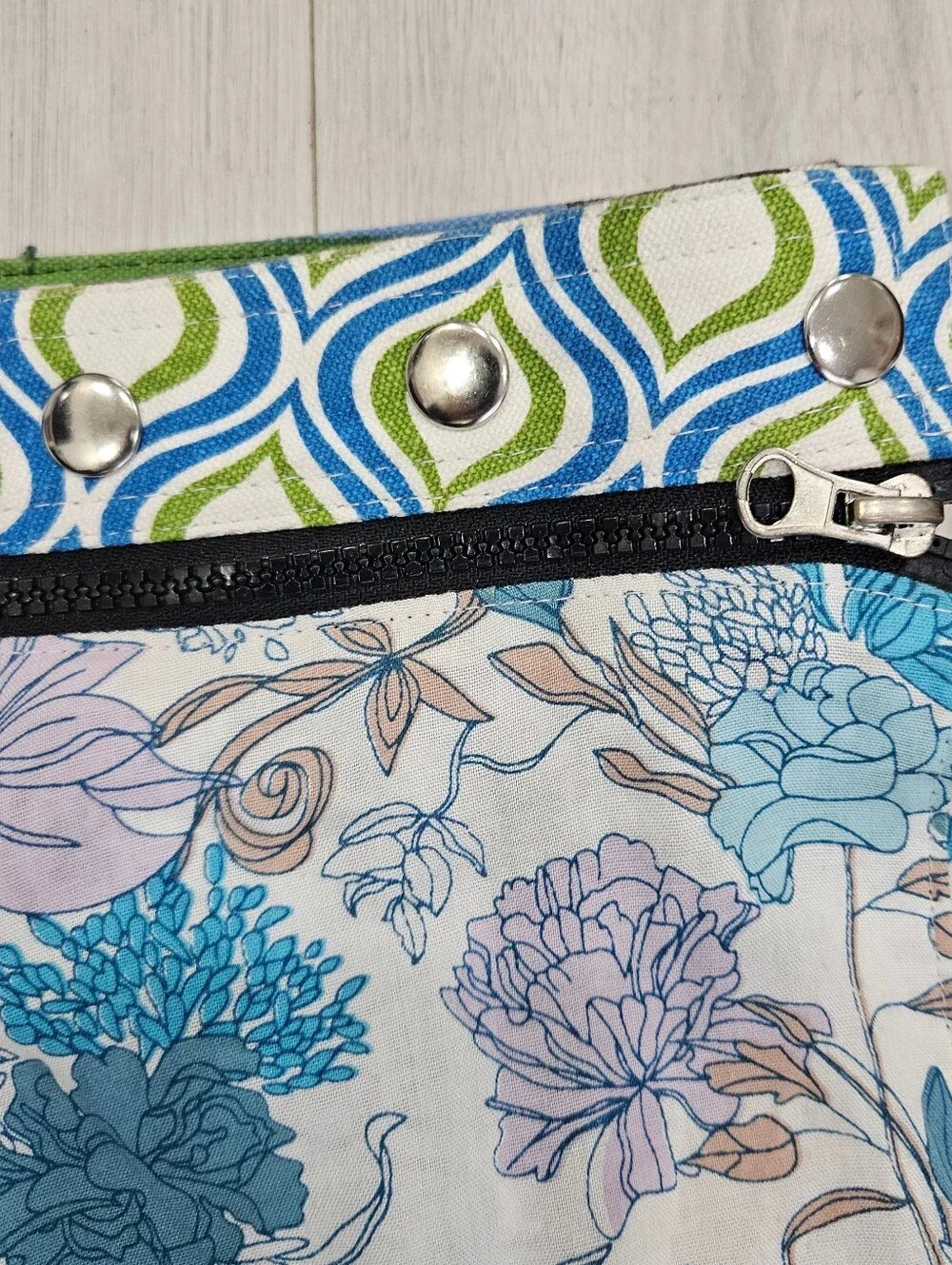 Zand Amsterdam Reversible Wrap Skirt Cotton Adjustable Blue Mandala Aqua Floral